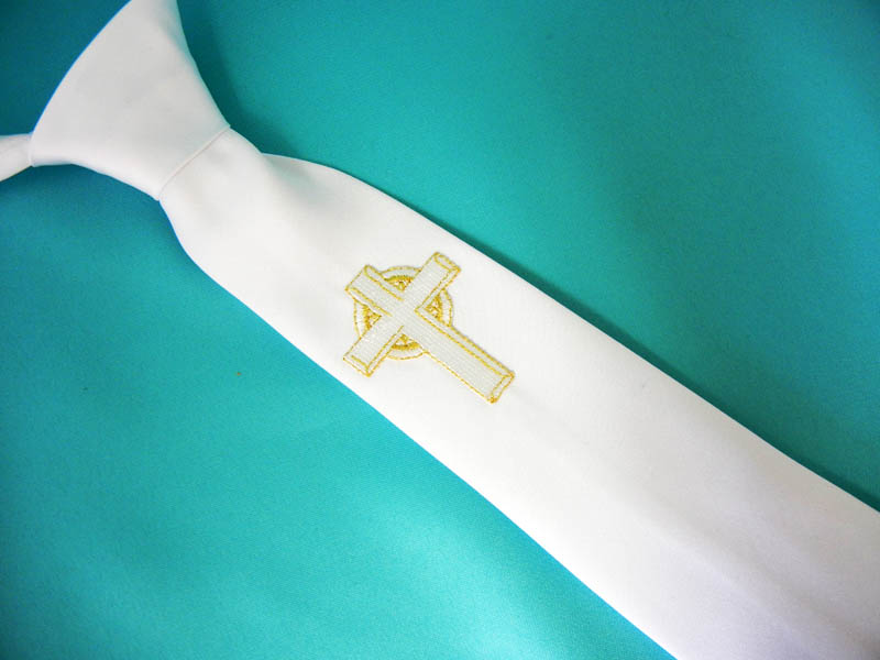 Boy's Tie with Gold & White Cross